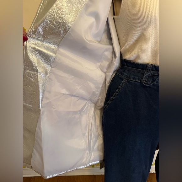 Elegant Metallic silver Trench Coat size M - Picture 15 of 15